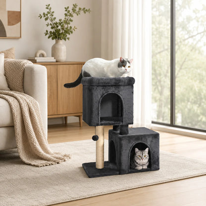 30-Inch Cat Tree with Condos & Sisal Scratching Post