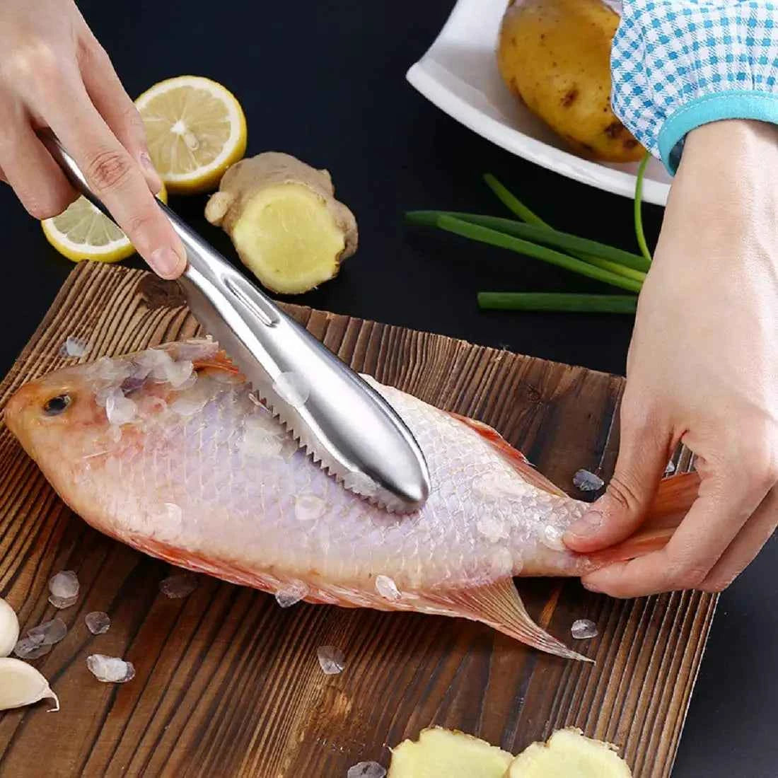 Fast Remove Fish Skin Scaler Brush， Stainless Steel Fish Scales Graters Scraper Easy Kitchen Cleaning Descaler Tool