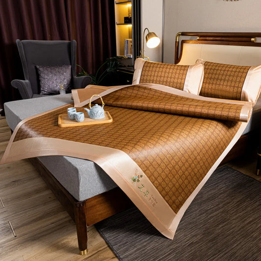 Japanese Tatami Rattan Cool Mat – Thin Summer Sleeping Pad for Bed, Bedroom & Kids Play Area