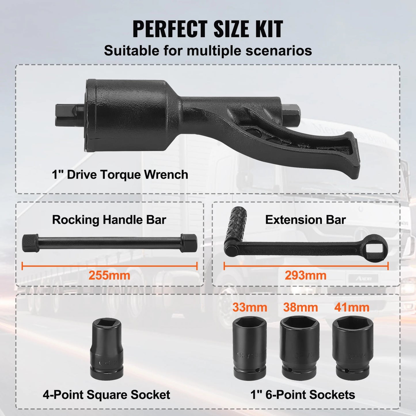 Torque Wrench Set 4/8 Sockets Multiplier Drive Lug Nut Wrench Heavy Duty Torque Multiplier with Case