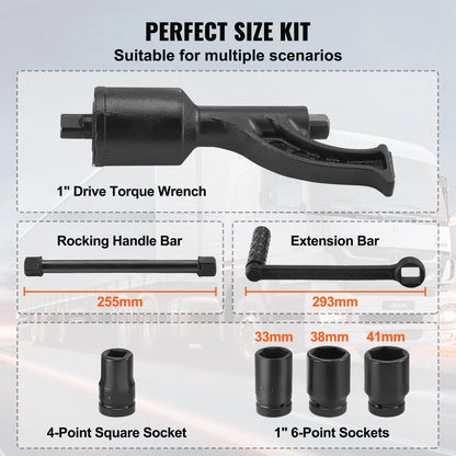 Torque Wrench Set 4/8 Sockets Multiplier Drive Lug Nut Wrench Heavy Duty Torque Multiplier with Case