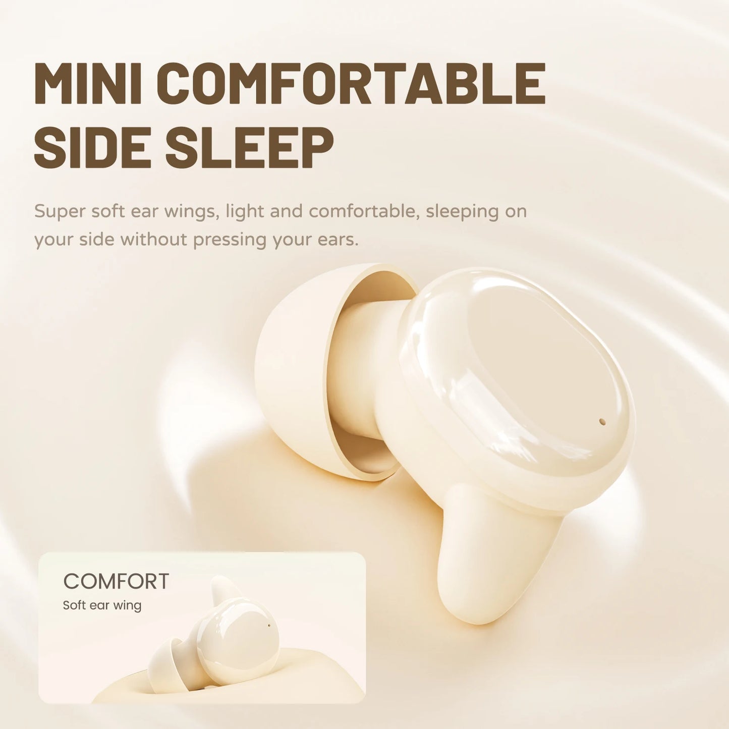 SK49 Sleep Earbuds – Bluetooth 6.0, Noise Cancelling, Zero Ear Pressure, Flat Invisible Design