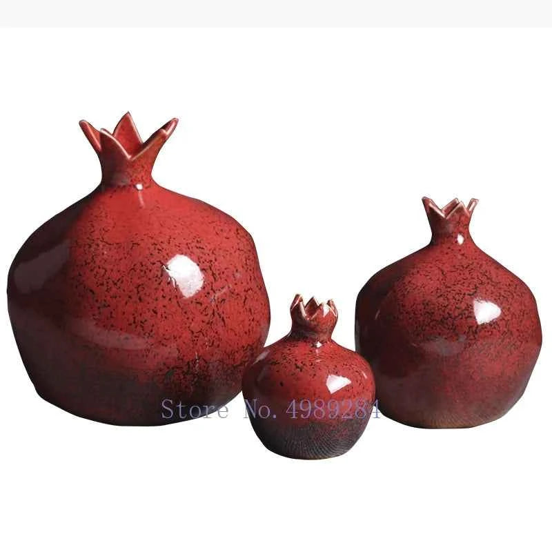 Creativity Ceramic Vase Red Pomegranate Flower Arrangement Accessories Flower Vase Decorative Ornaments Modern Home Decoration