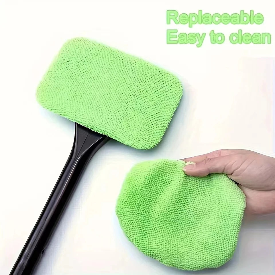 Car Window Cleaner Brush Kit – Long Handle Windshield Interior Glass Wiper