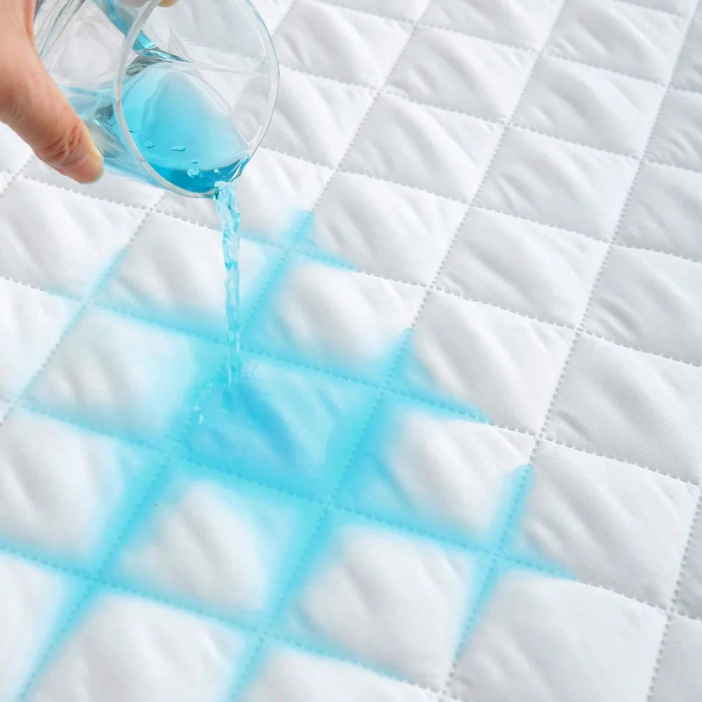 100% Waterproof Plaid Mattress Protector – Breathable Ultra-Soft Square Grid Cover with Elastic Corner Straps
