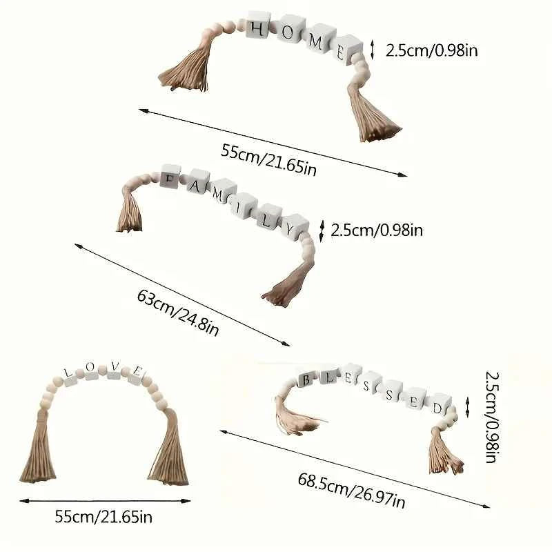 Rustic Wooden Letter Garland with Tassels - "Home" Design for Cozy Home Decor, Perfect for Shelves, Mantels, or Walls - Warmth