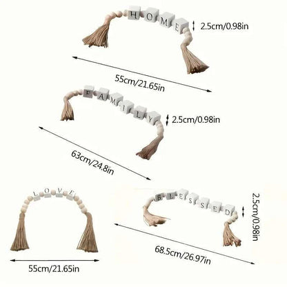 Rustic Wooden Letter Garland with Tassels - "Home" Design for Cozy Home Decor, Perfect for Shelves, Mantels, or Walls - Warmth