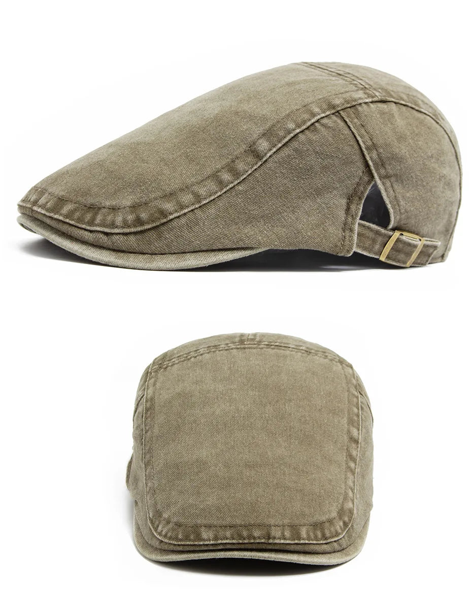 Retro Washed Denim Newsboy Cap