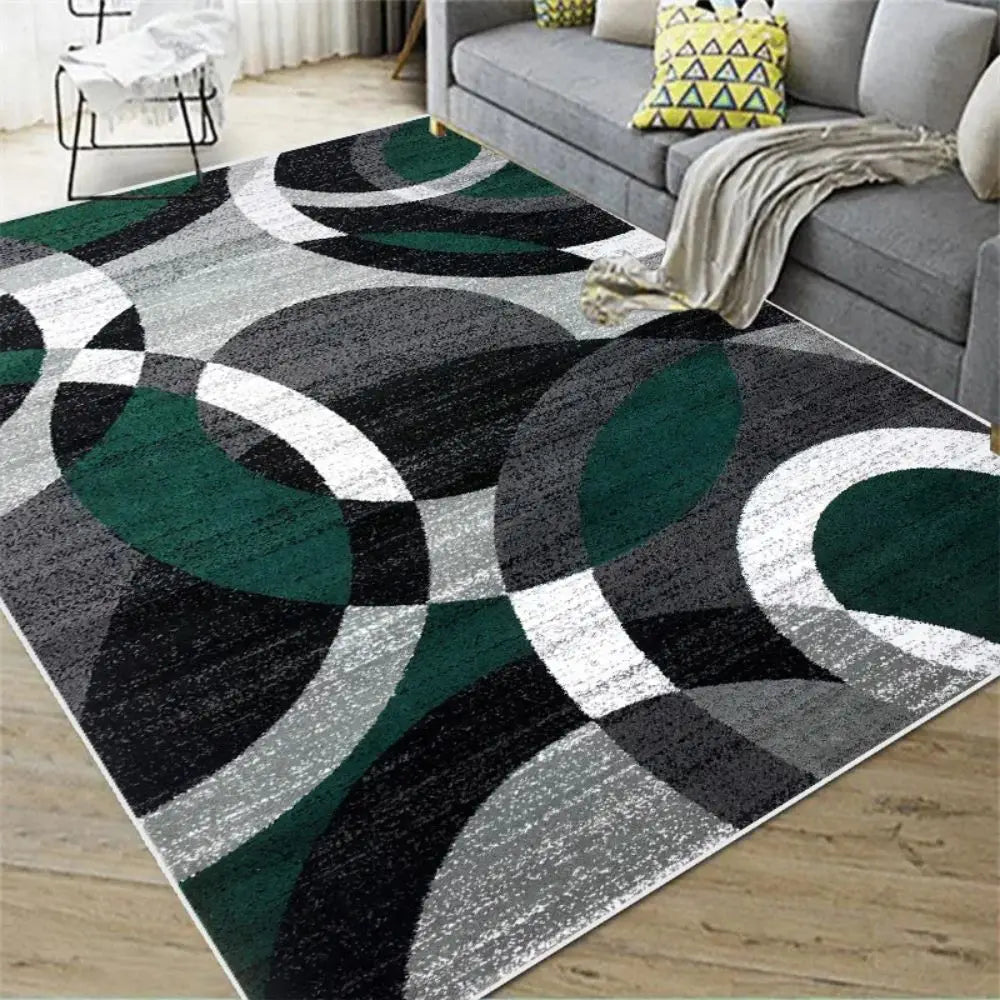 Nordic Abstract Geometric Area Rug – Anti-Slip Washable Felt Floor Mat for Living Room & Kitchen