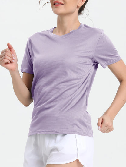 Women's Solid Color Ultralight Quick Dry Sport T-Shirt,Breathable Lightweight ,Running Gym Compression Shirt