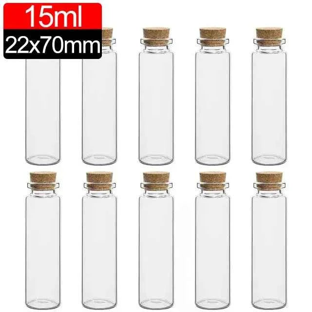 50/10PCS MIni Glass Bottles with Cork Stoppers DIY Decoration Mini Glass Vials Cork Message Glass Vial Wishing Bottles Wholesale
