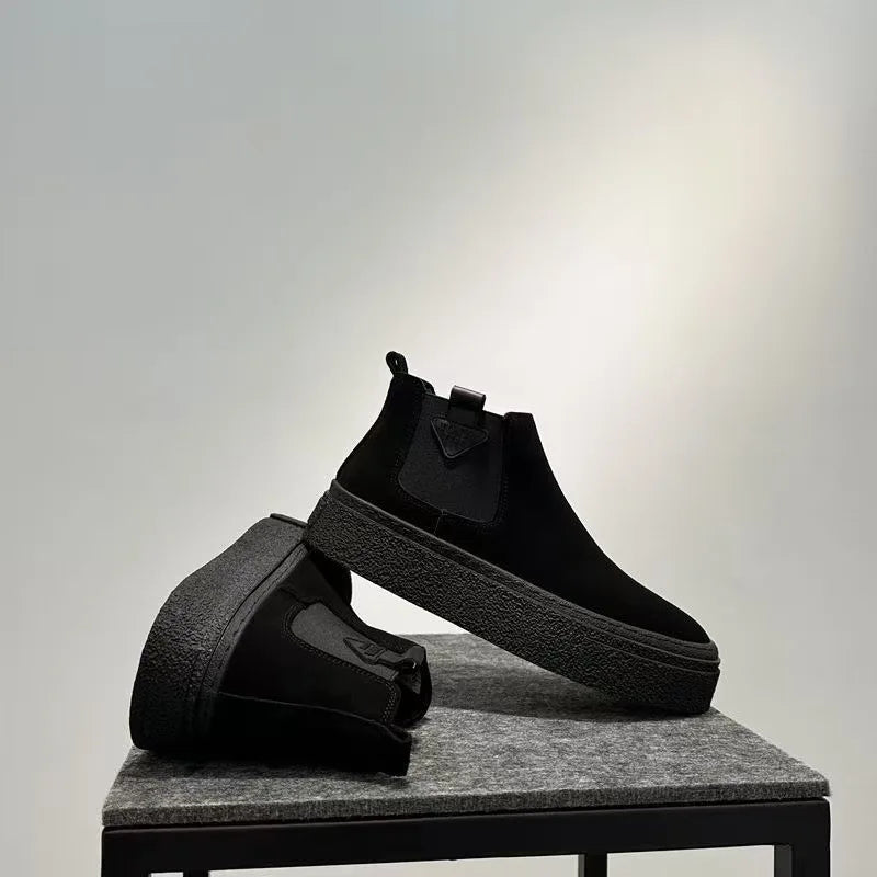 British Men Ankle Boots Autumn Winter Comfortable Waterproof Works Safety Shoes Non Slip Wear-resistant Construction Men's Boots