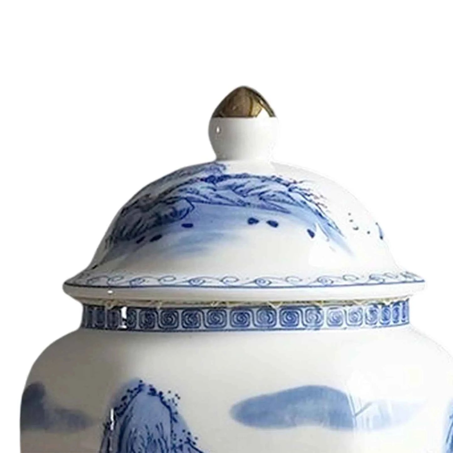 Ceramic Tea Jar with Lid Blue White Porcelain Light Luxury Vase for Dining Room Wedding Centerpiece Table Decoration Home Decor