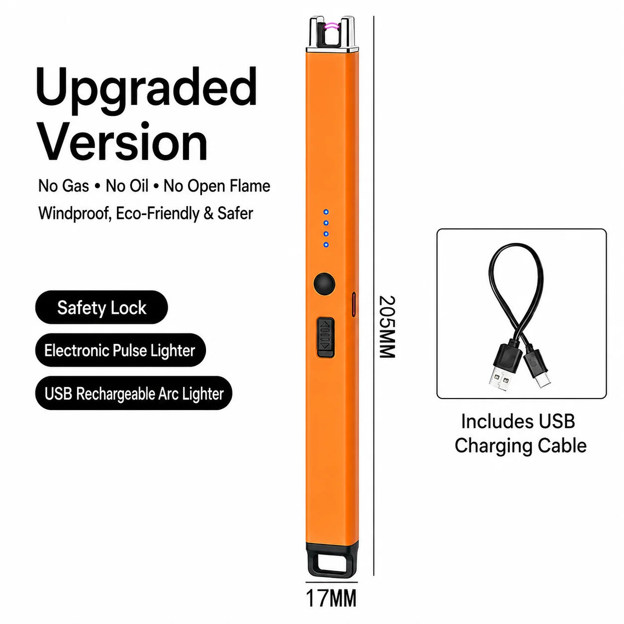 Electric Arc Candle Lighter – USB Rechargeable, Windproof Flameless Plasma, Long Reach & LED Display