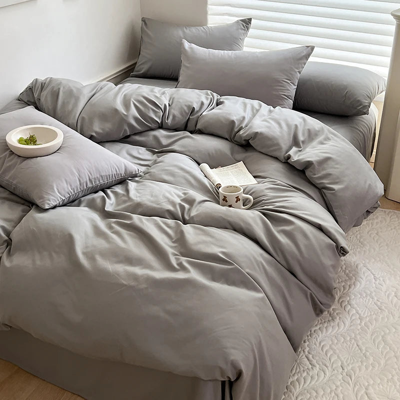 Solid Cotton Bedding Set | Duvet Cover & Sheet