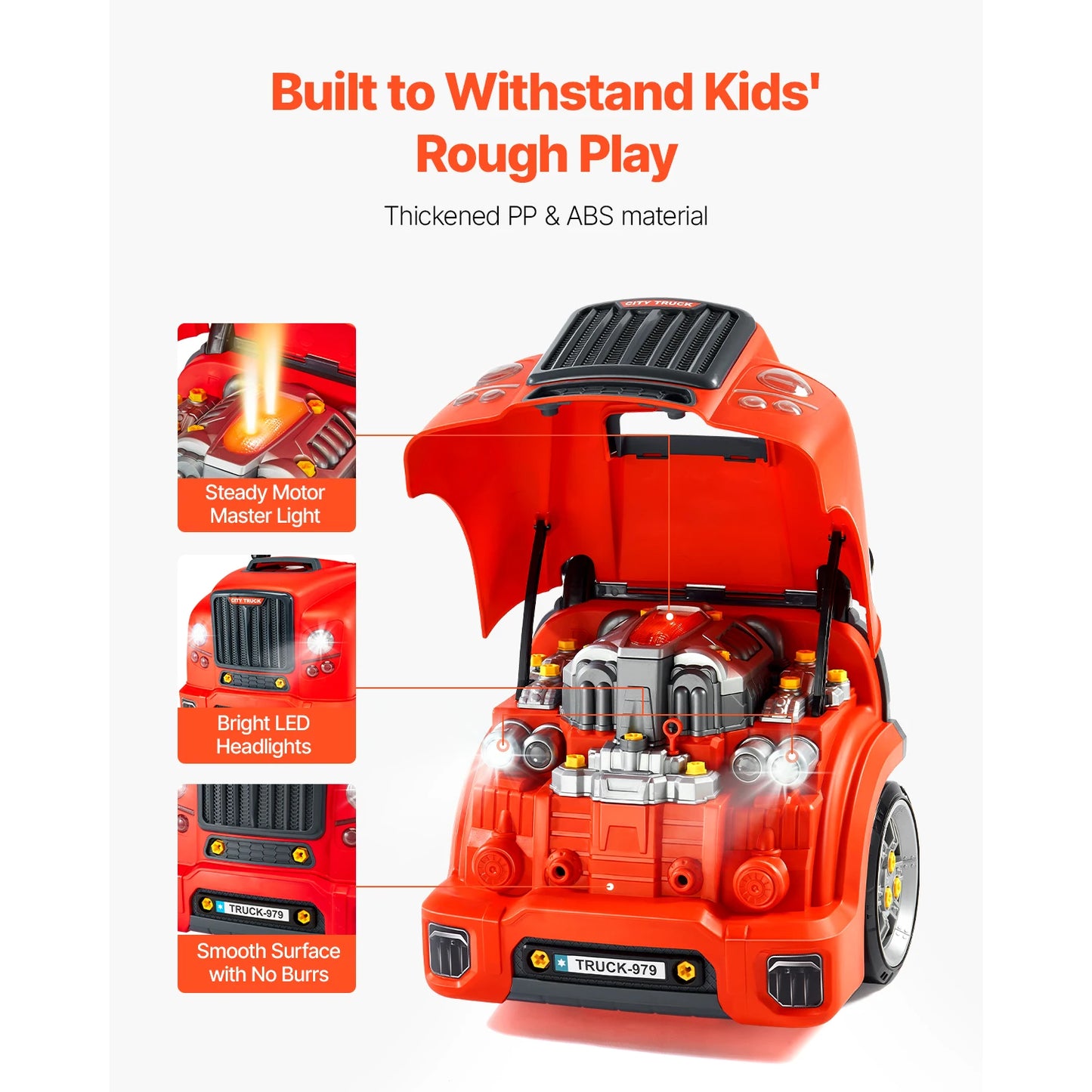 60 Pcs Kids Mechanic Car Repair Set with Removable Parts & Horn Workshop Set Engine Toy for Toddler Children Gift