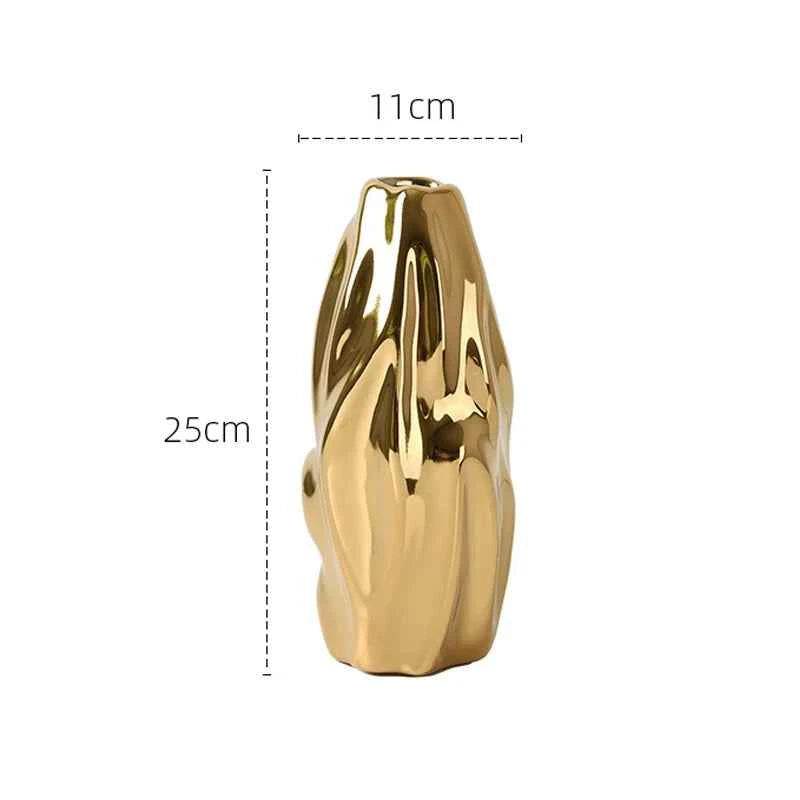 Modern Light Luxury Creative Ceramic Golden Vase Decoration Living Room Bedroom Decoration Cabinet Flower Vase Home Decoration