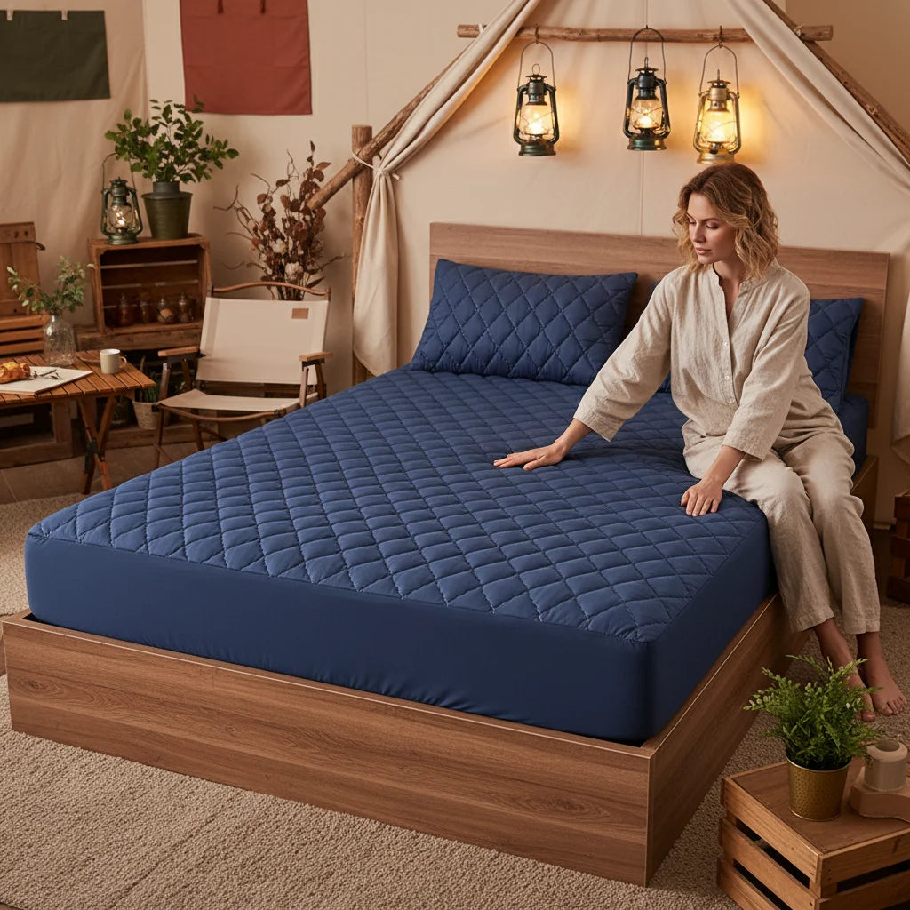 Quilted Wrinkle-Free King Fitted Sheet, Microfiber