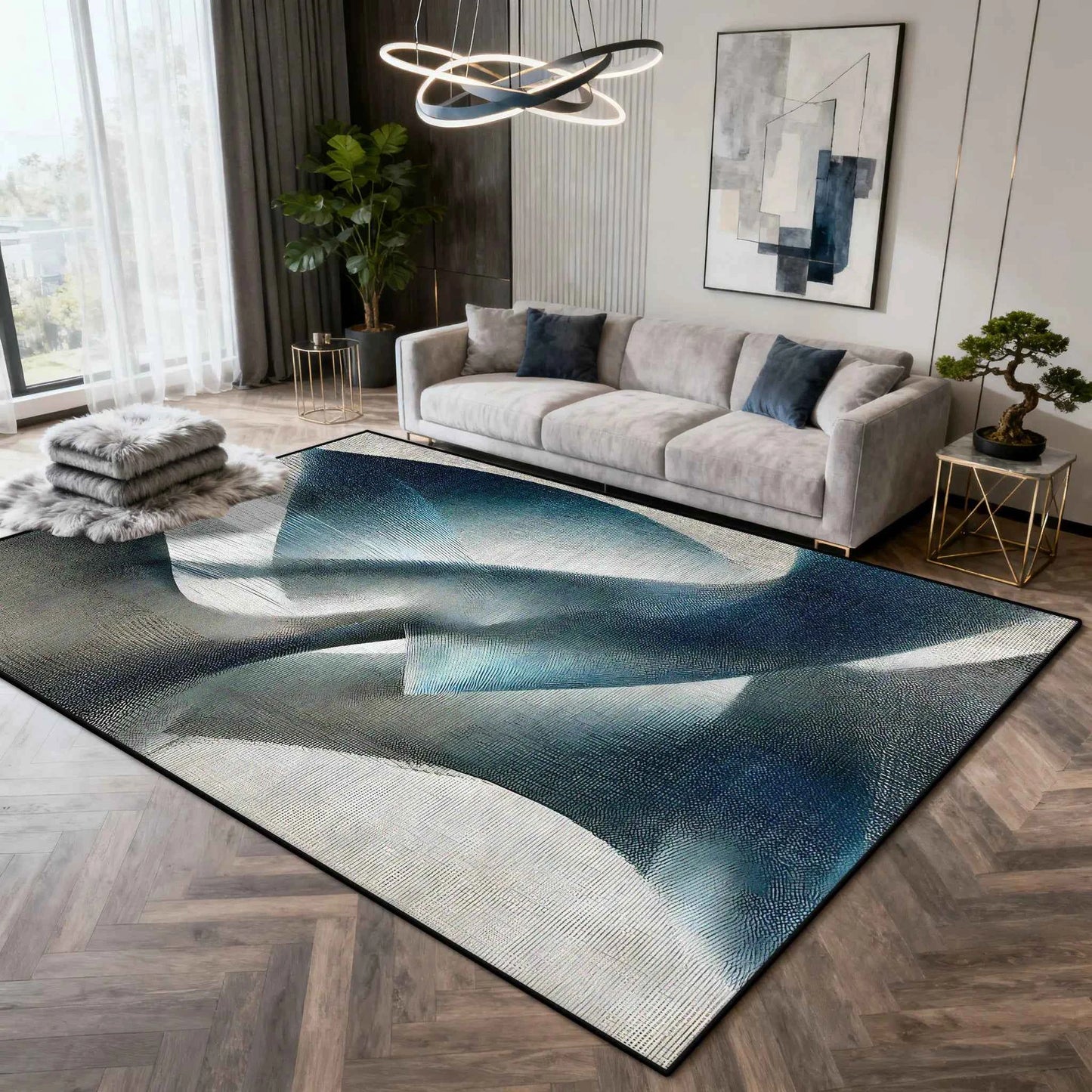 Nordic Light Luxury Carpet Abstract Art Decoration Home Living Room Large Rugs 200×300 Bedroom Cloakroom Plush Foot Mat Washable