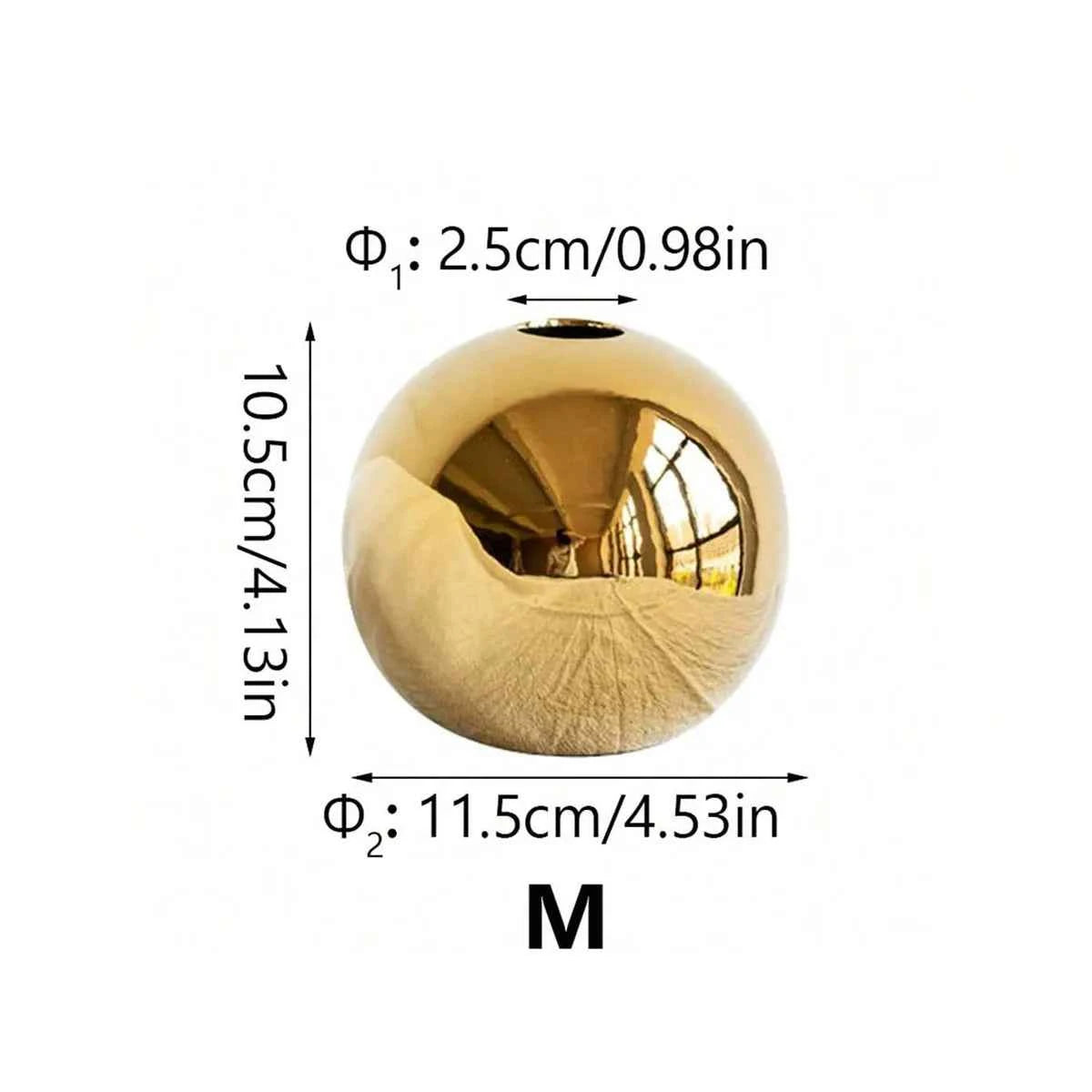 Luxury Galvanized Silver Ball Ceramic Vase Living Room Dining Table Art Vase Plant Flower Flower Arrangement Countertop Ornament