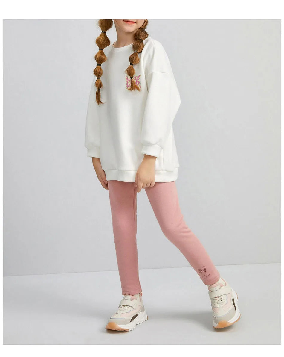 2026 Children Leggings Girls Fleece Lined Thermal Bottoms Baby Casual Trousers Kids Warm Pants Elastic Bunny Tights 3-8 Years