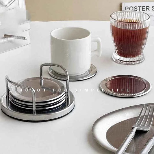 Stainless Steel 6pcs/set Coaster Posavasos Cup Coasters Drink Cup Mat Holder Set Placemats for Table Pad Kitchen Accessories