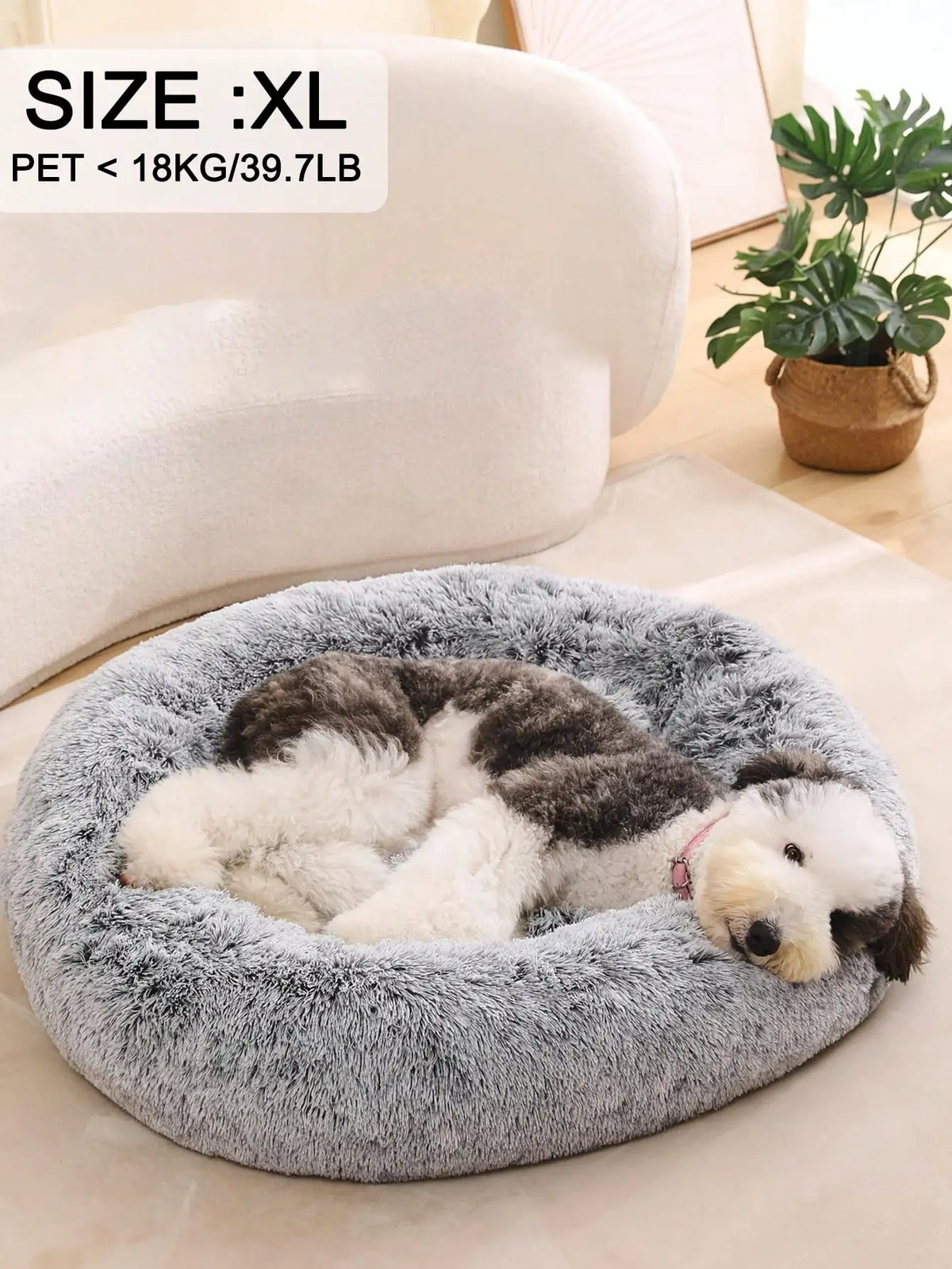 Plush Round Pet Bed, Warm All-Season Comfort