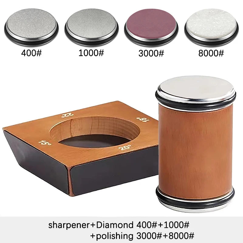 New Wooden【4 Angle】Rolling Knife Sharpener 15/18/20/22° Roller Sharpeners Professional Grinding System Diamond Sharpening Stone