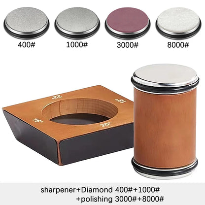 New Wooden【4 Angle】Rolling Knife Sharpener 15/18/20/22° Roller Sharpeners Professional Grinding System Diamond Sharpening Stone