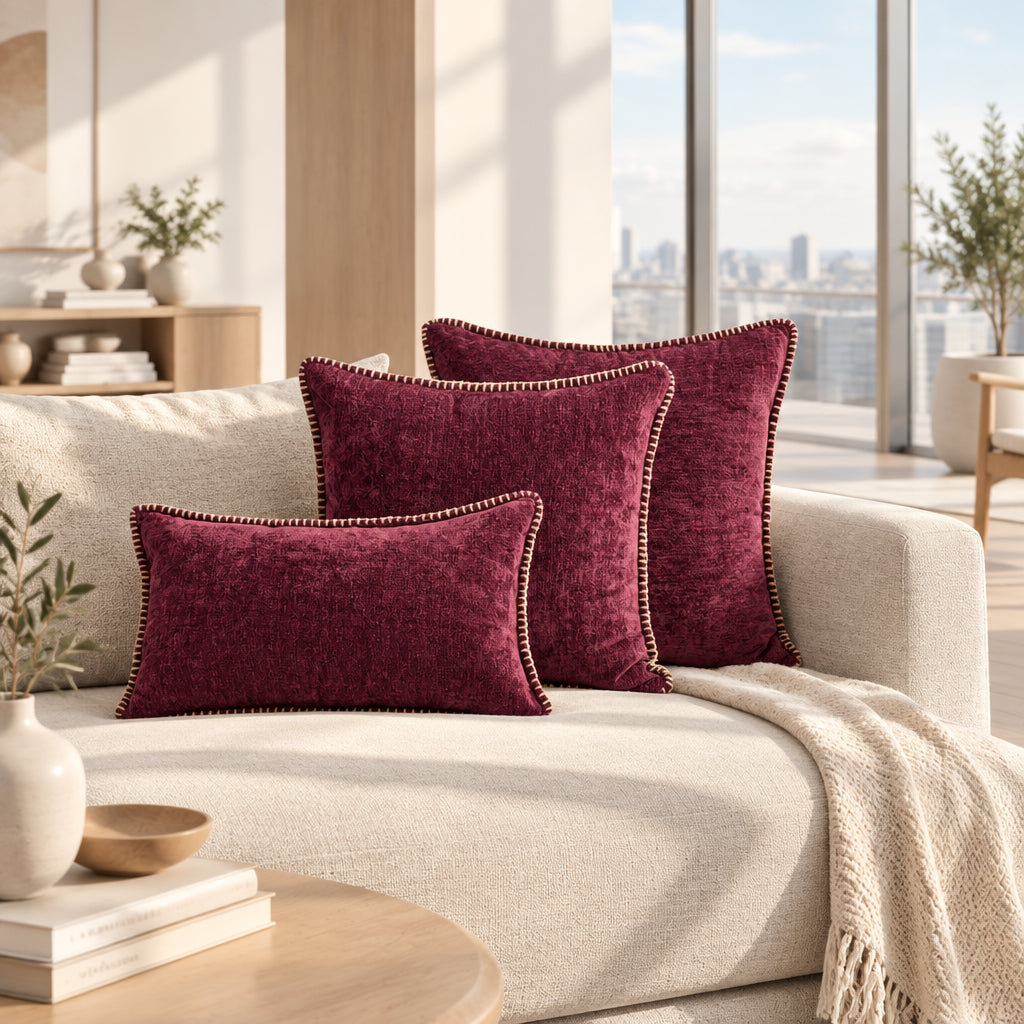 Chenille Cushion Cover, 3 Colors & 3 Sizes