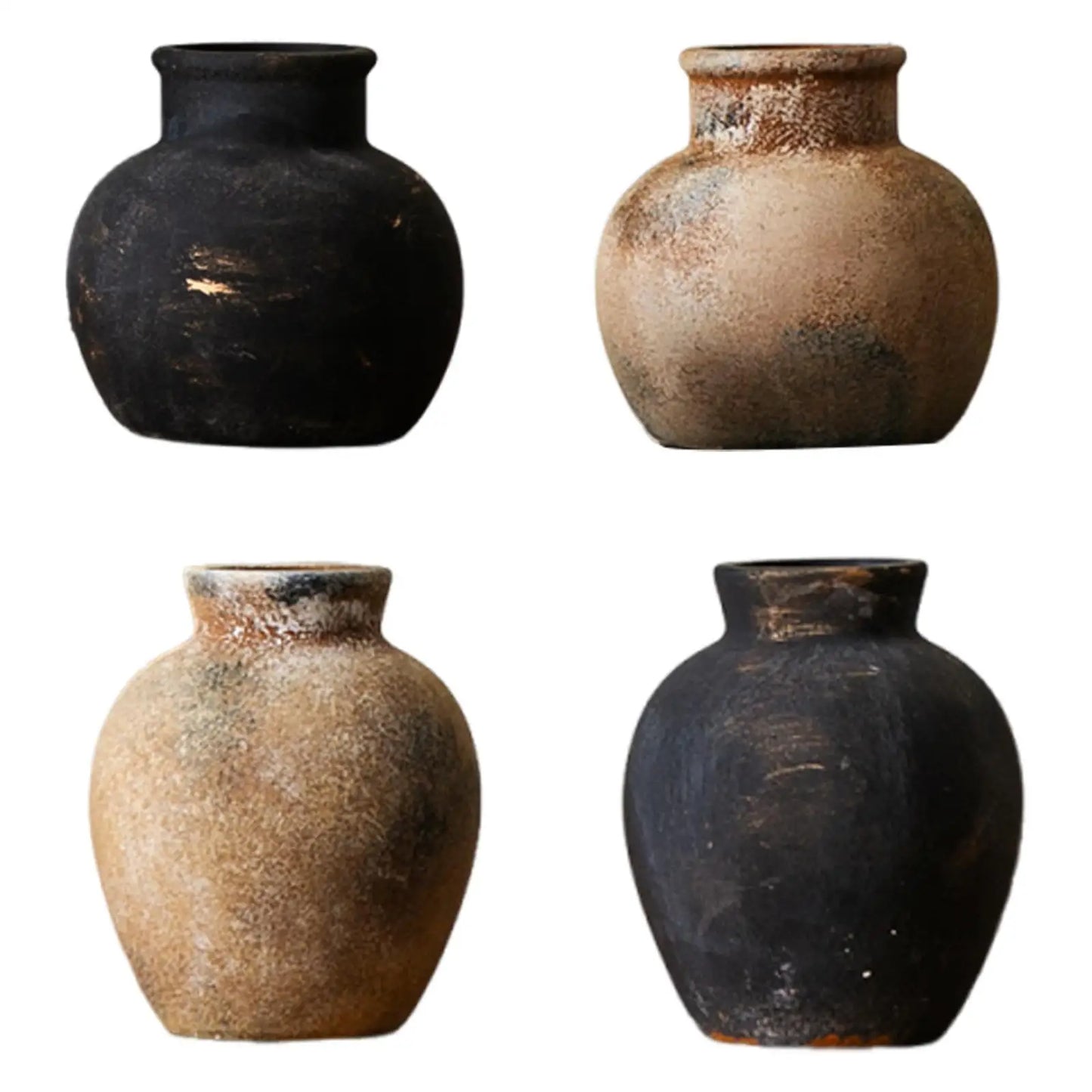 Rustic Ceramic Vase Decorative Wabi Sabi Vase Desktop Farmhouse Flower Vase for Fireplace Housewarming Living Room Office Party