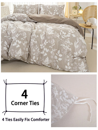 Sunlight Plant Print Duvet Cover Set, 3-Piece