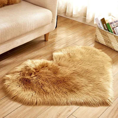 Heart Shaped Faux Fur Rug Bedroom Fluffy Shaggy Area Rugs Sheepskin Fuzzy Rug Carpets Throw Shag Rug Sofa Decor Floor Mat Plush