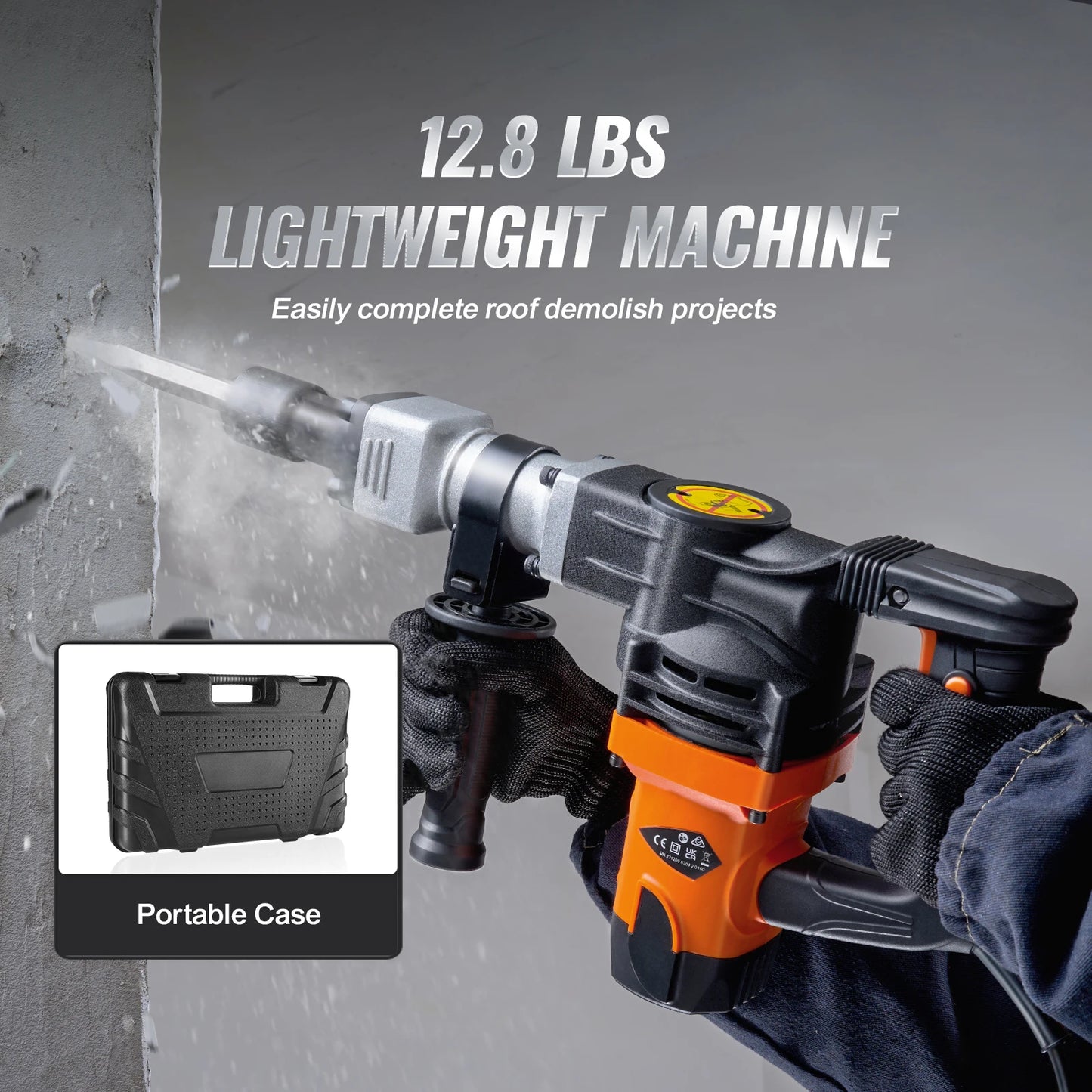 Jack Hammer Electric Jackhammer Heavy Duty 2900 BPM Concrete Breaker 2pcs Chisels Bits Chipping