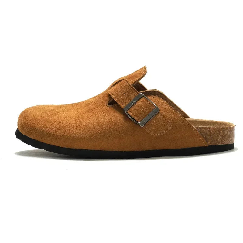 Classic Closed Toe Mule Slippers for Men with Cork Birken Stock Shoes Boston Clogs Cork Slides Mens Suede Beach Slippers Man