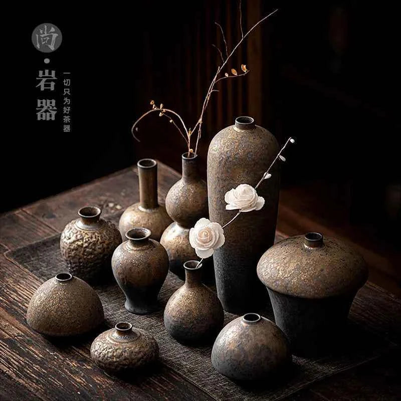Creative Ceramic Dry Flower Vase, Flower Arrangement, Living Room, Coarse Pottery, Table Decoration, Vases for Flowers