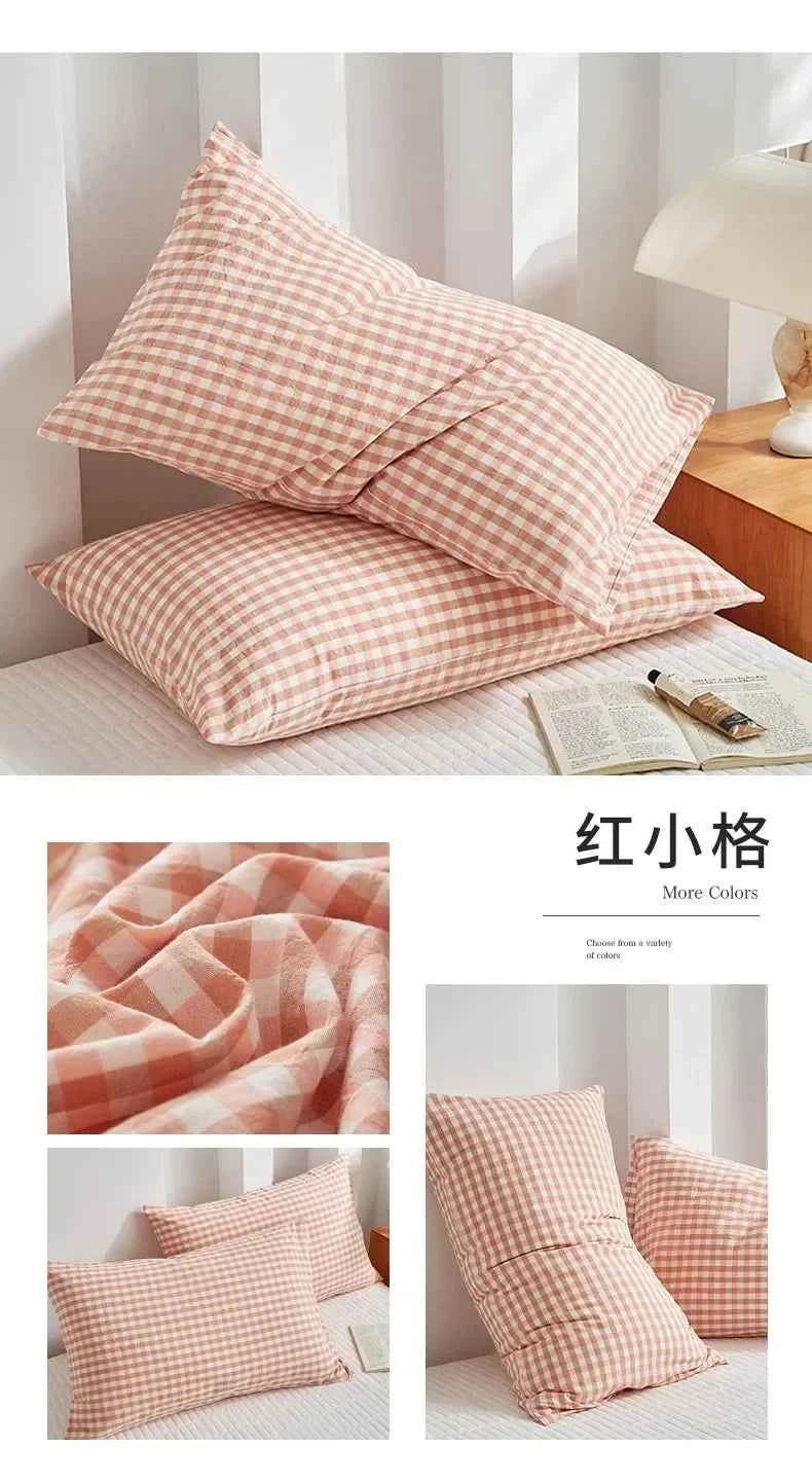Pillowcase Envelope Style Plaid Couples Plain Ins 48x74cm 100% Pure Cotton Home Textile Household Bedroom Throw Pillow Case