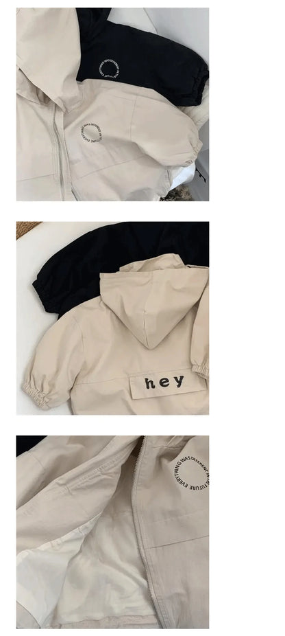 Kids Hooded Zipper Jacket, Spring Autumn Cartoon Print