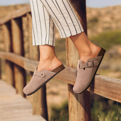 Men’s Suede Clogs — Soft Leather Cork Sandals with Arch Support