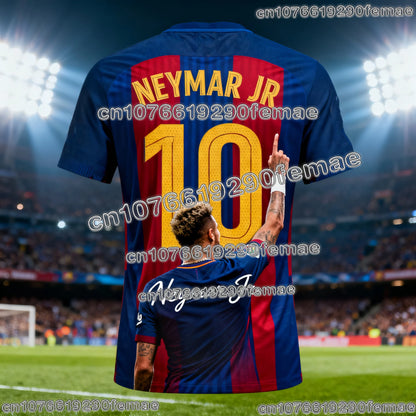 Trendy Neymar Special Edition Soccer Jersey Short Sleeve Men Women Kids Outdoor Training Top Quick Dry Breathable Sportswear
