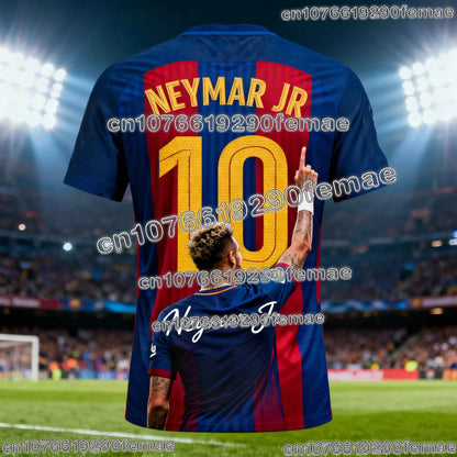 Trendy Neymar Special Edition Soccer Jersey Short Sleeve Men Women Kids Outdoor Training Top Quick Dry Breathable Sportswear