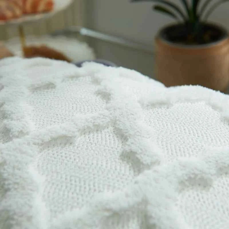 Soft Plush Wool Throw Pillow Covers Luxury Style Cushion Covers European Pillow Shell for Sofa Bedroom Cream Khaki Christmas