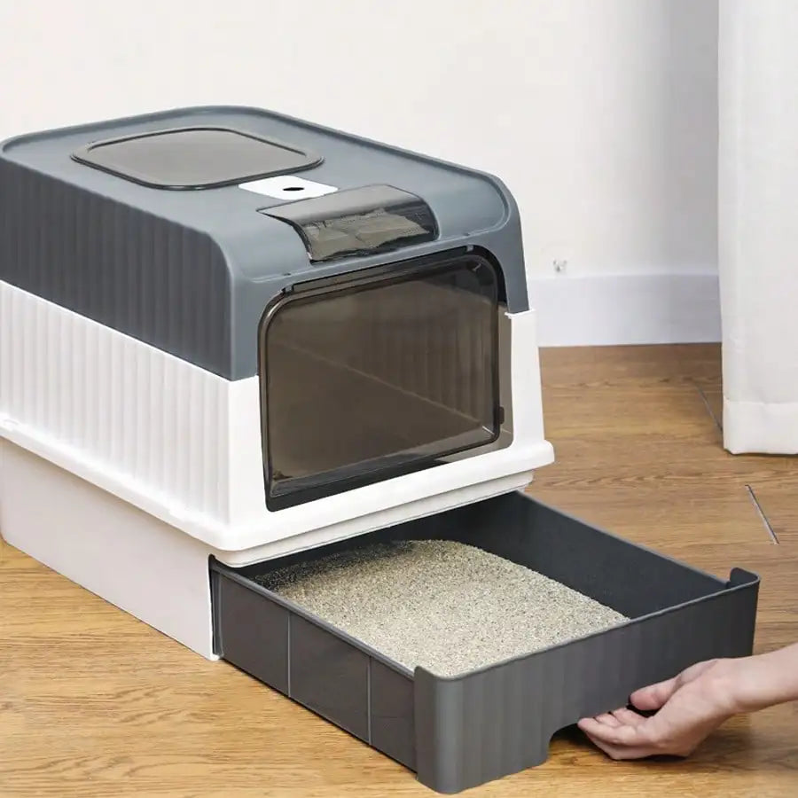 Fully Enclosed Cat Litter Box, Top Entry & Drawer