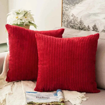 Soft Corduroy Striped Throw Pillow Case 45x45cm Boho Throw Pillow Covers for Sofa Bedroom Living Room Spring Home Decor Green