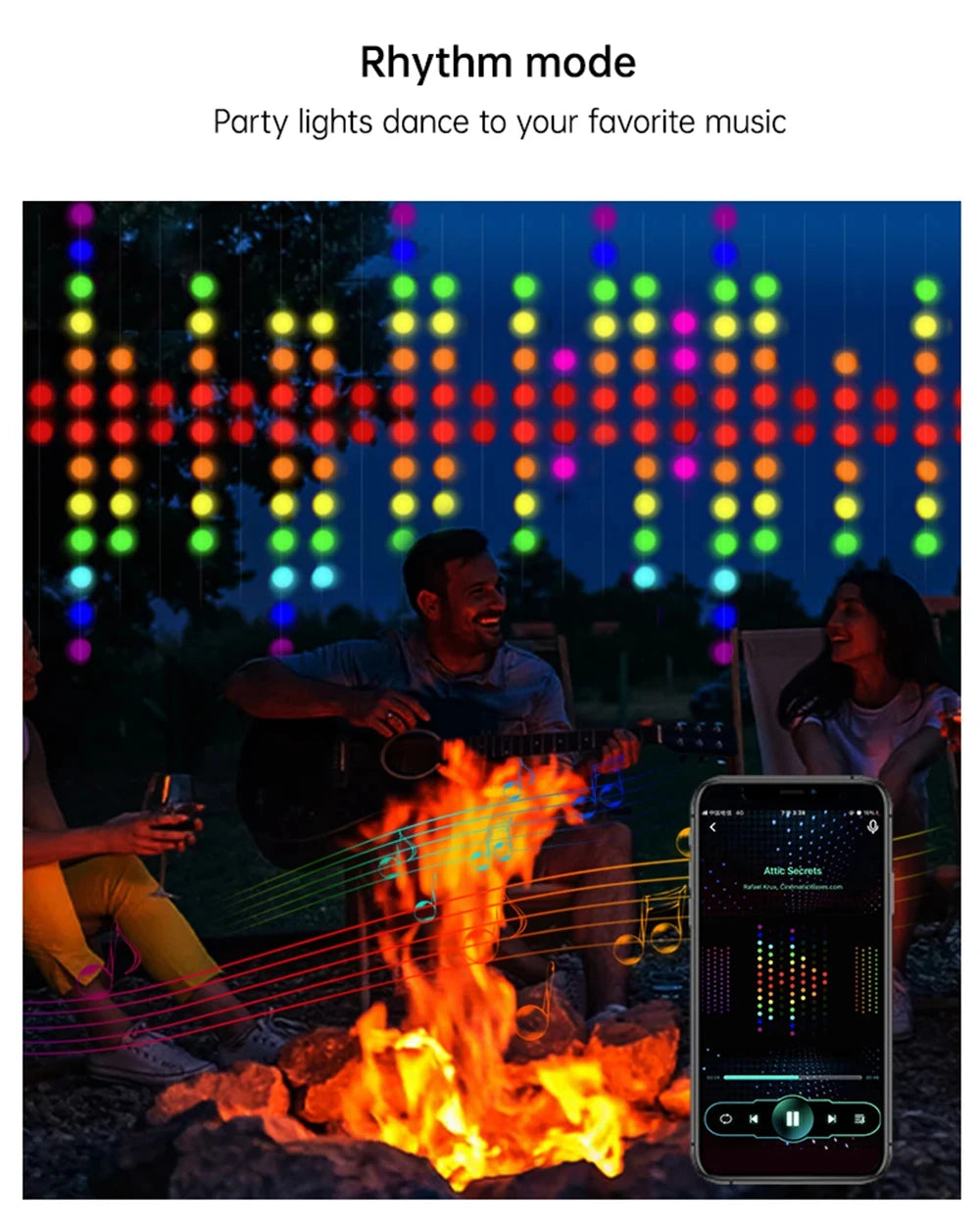 Smart Curtain Lights Bluetooth App LED String RGB Fairy Lights DIY Picture Music Change Display Christmas Halloween Decoration