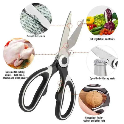‌Premium Stainless Steel Kitchen Scissors Heavy Duty Strong Blade for Cutting Fish Meat Chicken Bones Pizza Dishwasher Safe