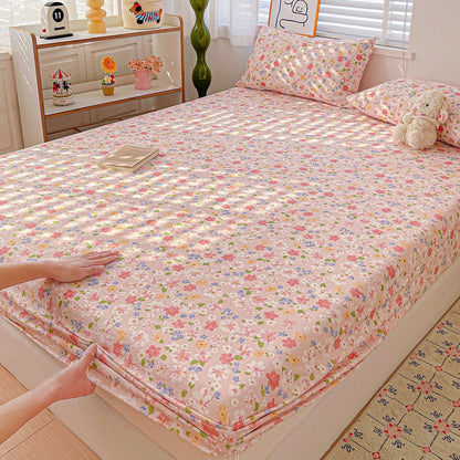 Non-Slip Fitted Sheet Set with Pillowcase, Queen