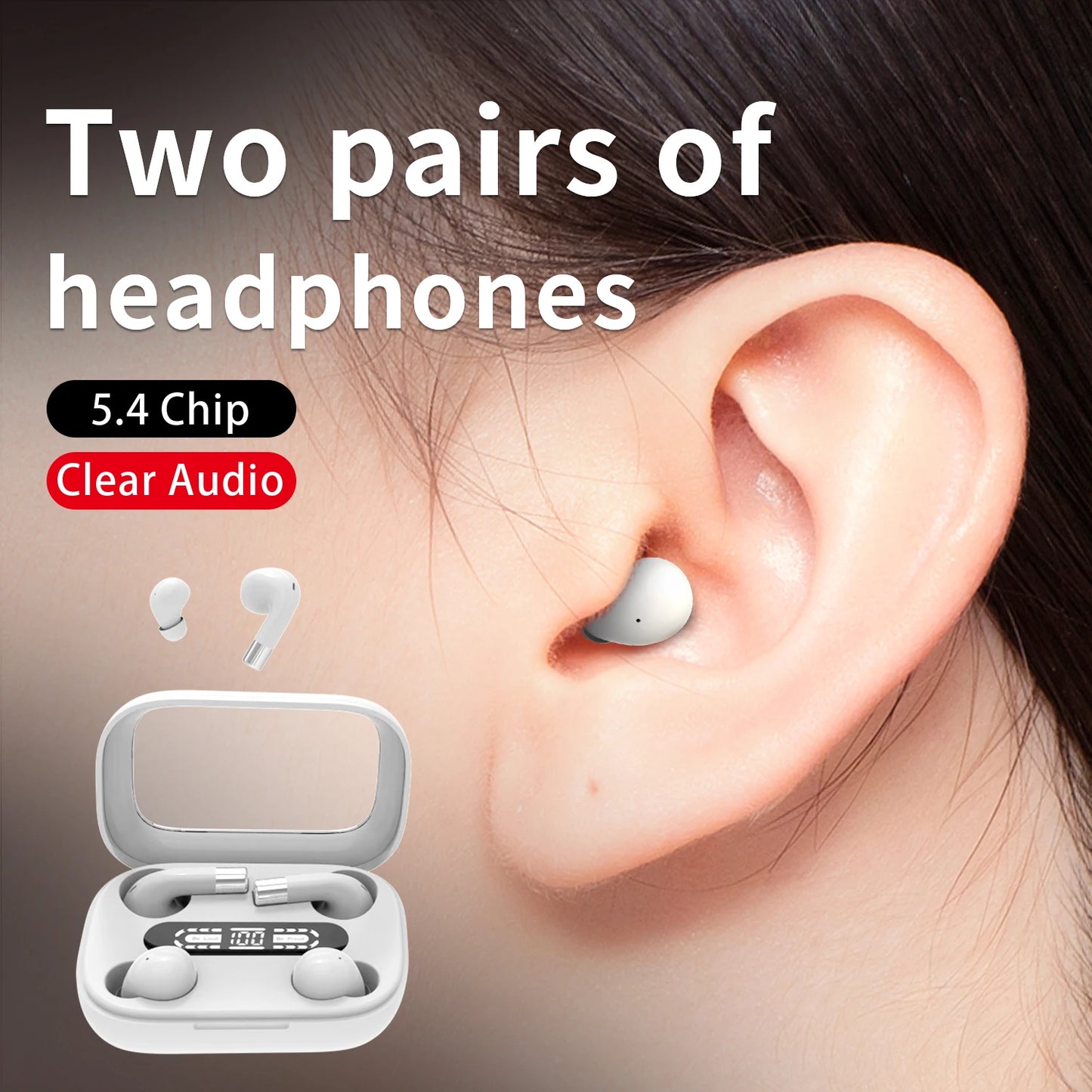 2-in-1 Wireless Earbuds – Sleep & Sport, HiFi 4D Bass, Noise Reduction, Ultra Long Battery
