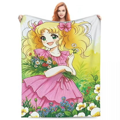 Candy Candy Manga Fleece Blankets Drama Adventure Custom Throw Blankets for Sofa Bedding Lounge