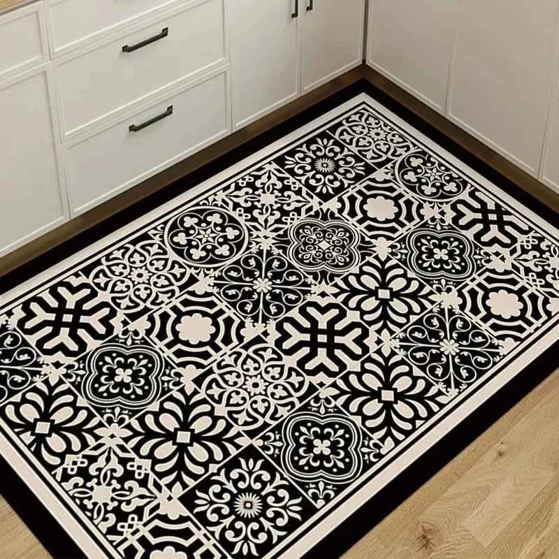 Carpet for Kitchen Pvc Floor Mat Large Size Waterproof Non-slip Carpets Leather Anti-oil Foot Mats Retro Home Decoration Rug